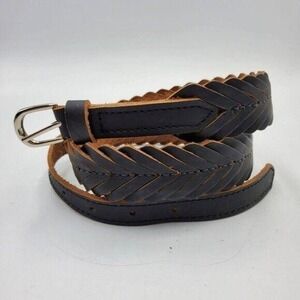 Love Strength Black Braided Genuine Leather Adjustable Belt 33 NEW‎ Boho Western